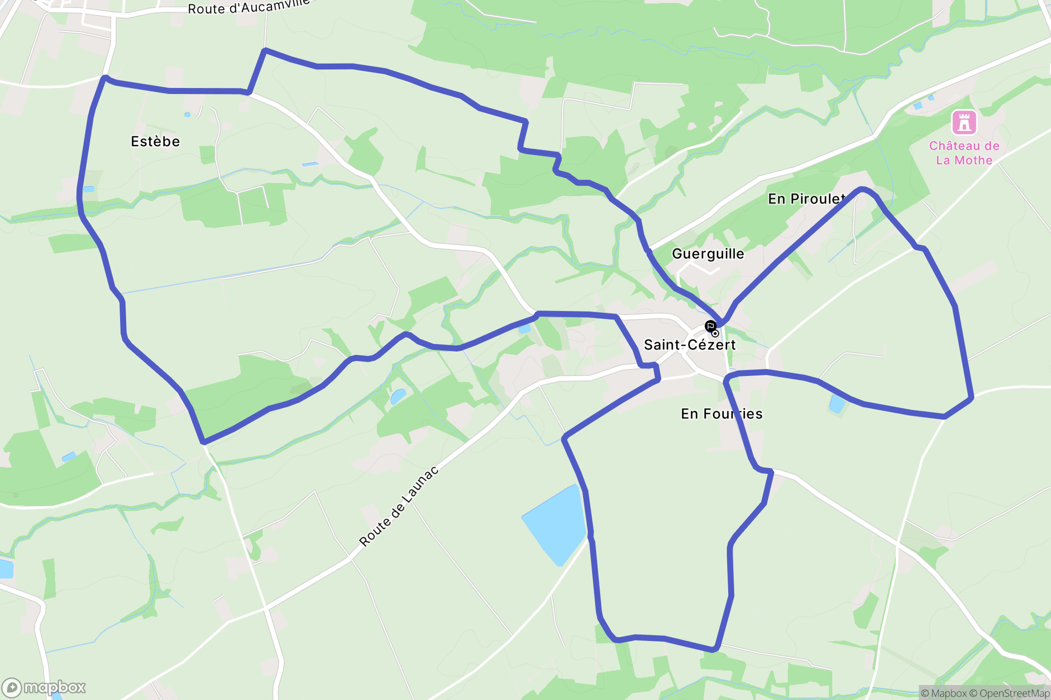 Saint-Cézert : carte du parcours de randonnée - France
