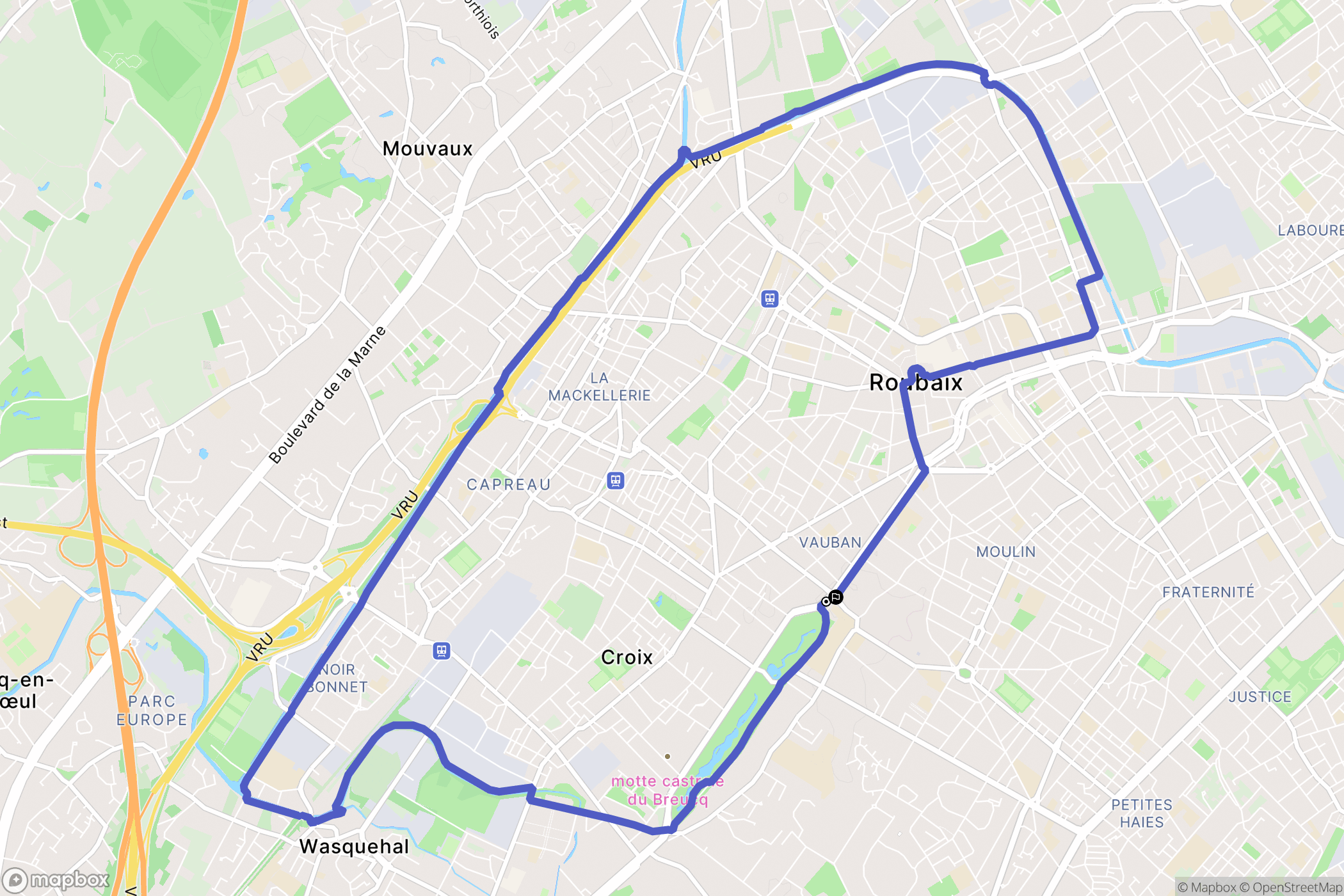 Roubaix : carte du parcours de randonnée - France