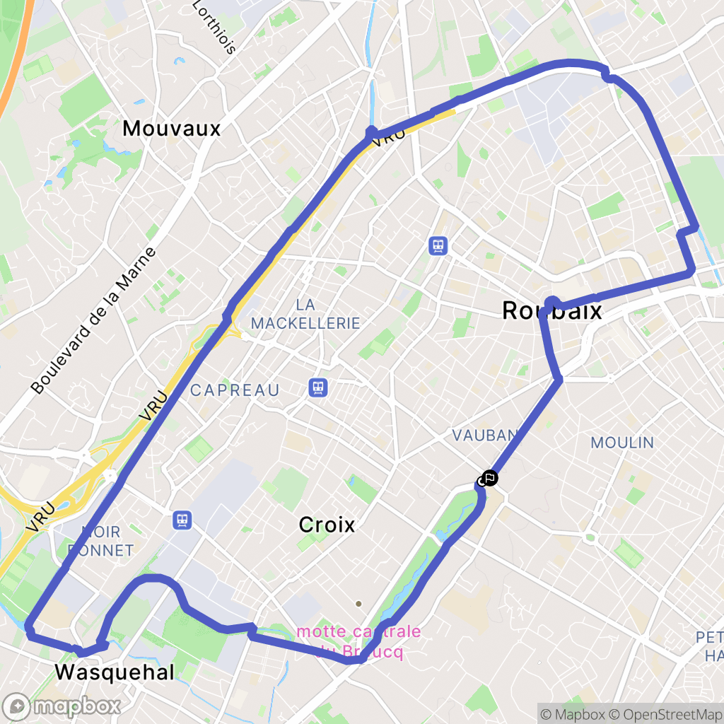 Roubaix : carte du parcours de randonnée - France