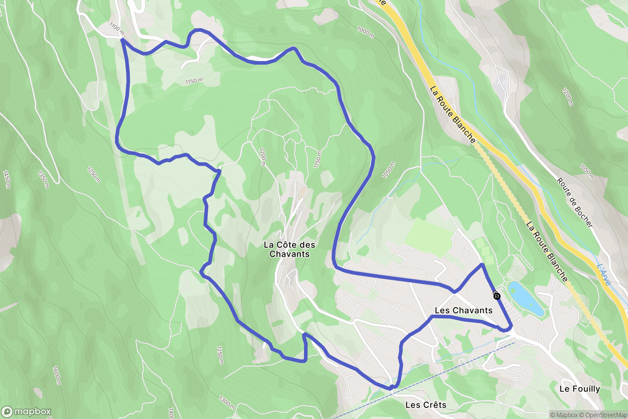 Les Houches : carte du parcours de randonnée - France