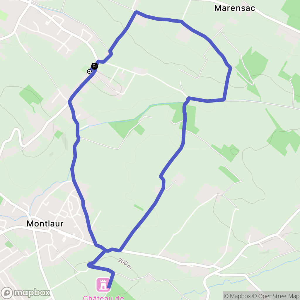 Belberaud : carte du parcours de randonnée - France
