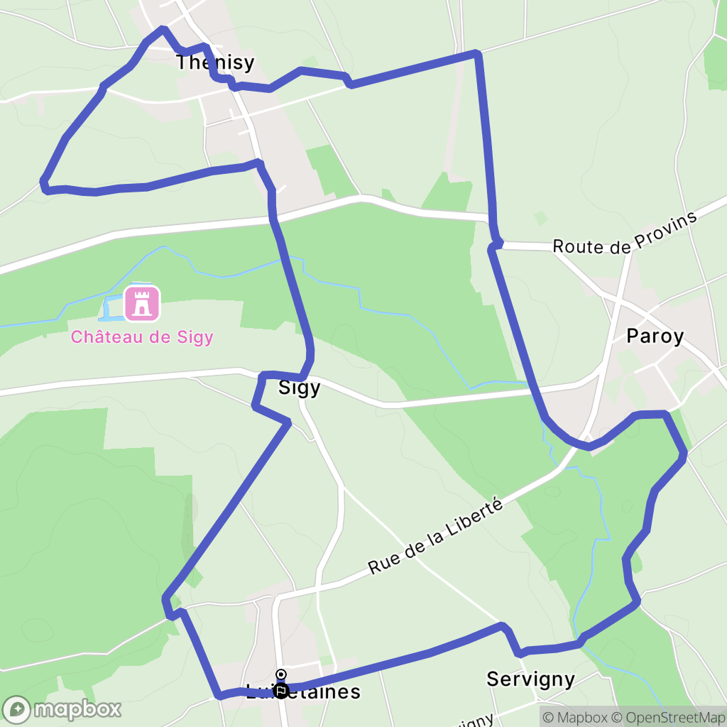 Luisetaines : carte du parcours de randonnée - France