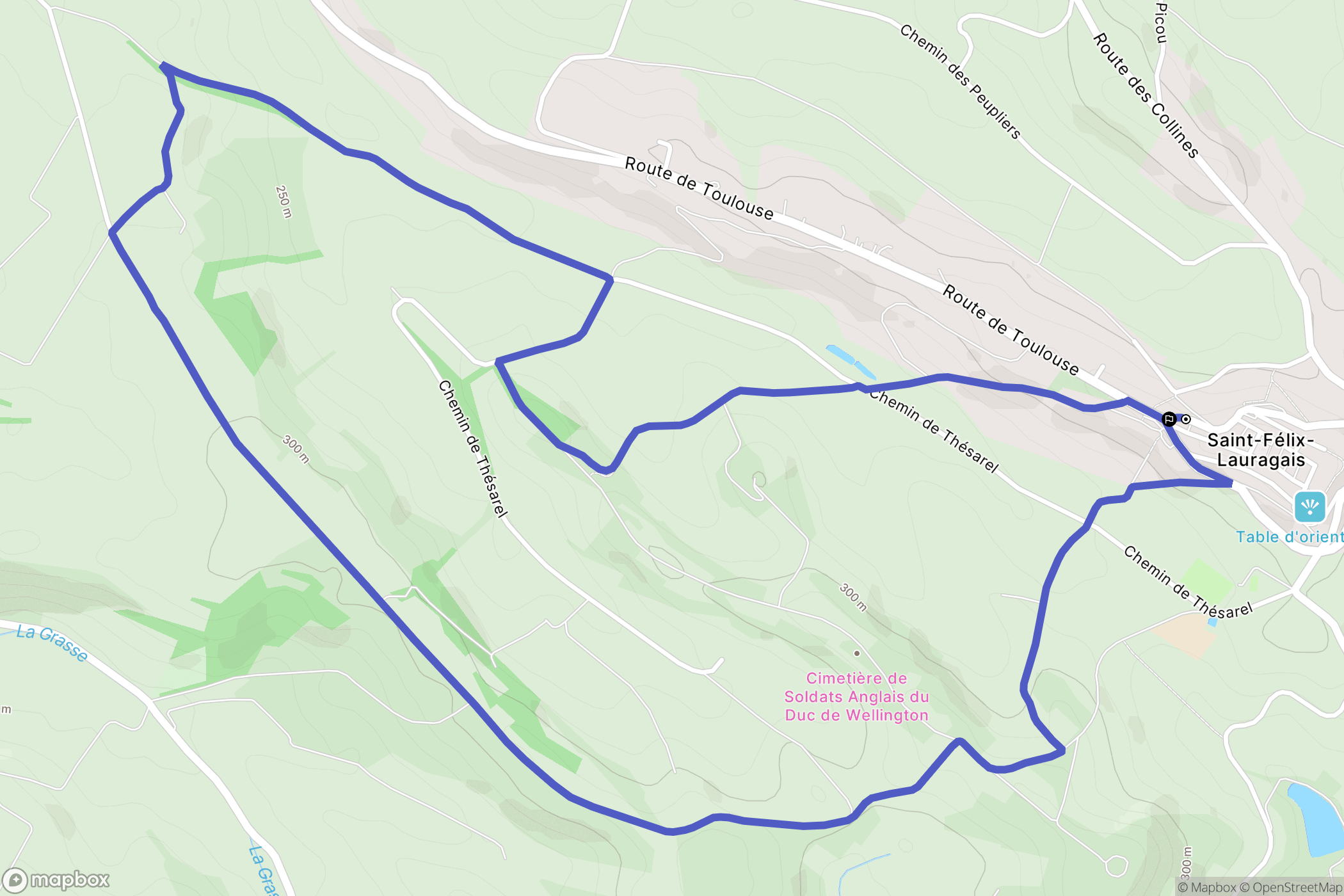 Saint-Félix-Lauragais : carte du parcours de randonnée - France