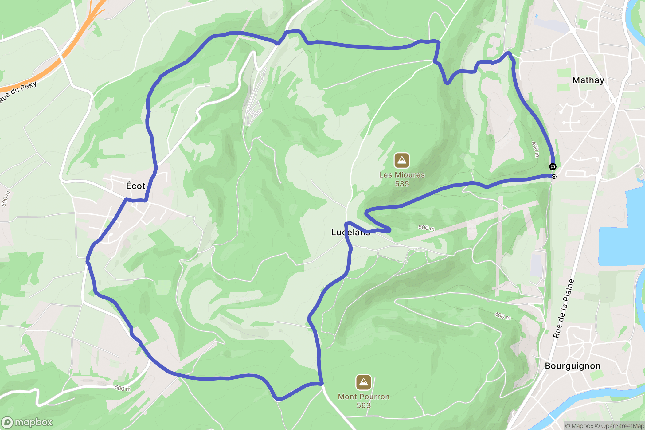 Mathay : carte du parcours de randonnée - France