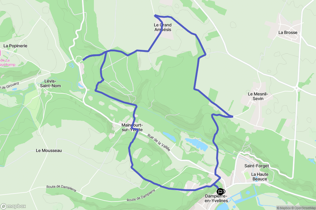 Dampierre-en-Yvelines : carte du parcours de randonnée - France