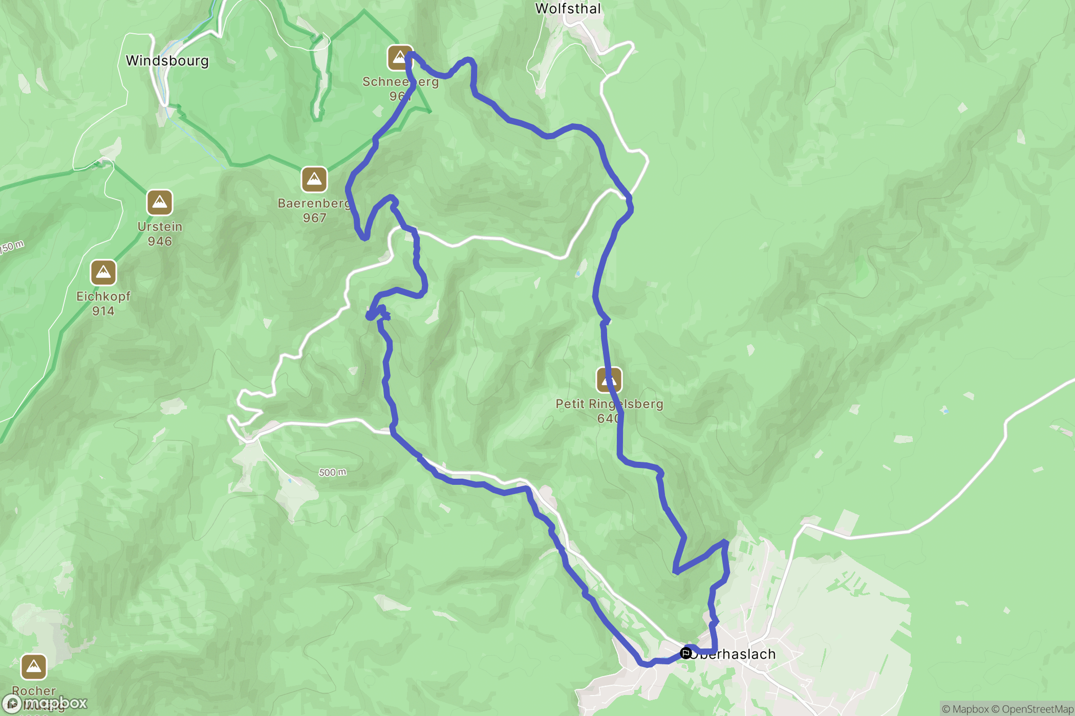 Oberhaslach : carte du parcours de randonnée - France