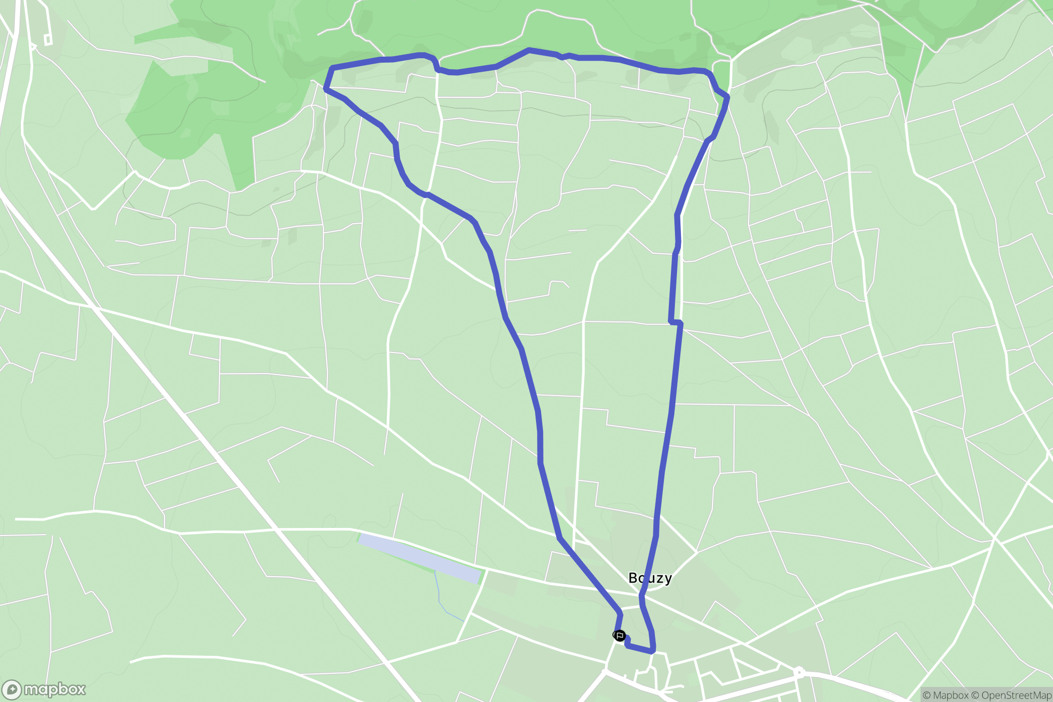Bouzy : carte du parcours de randonnée - France