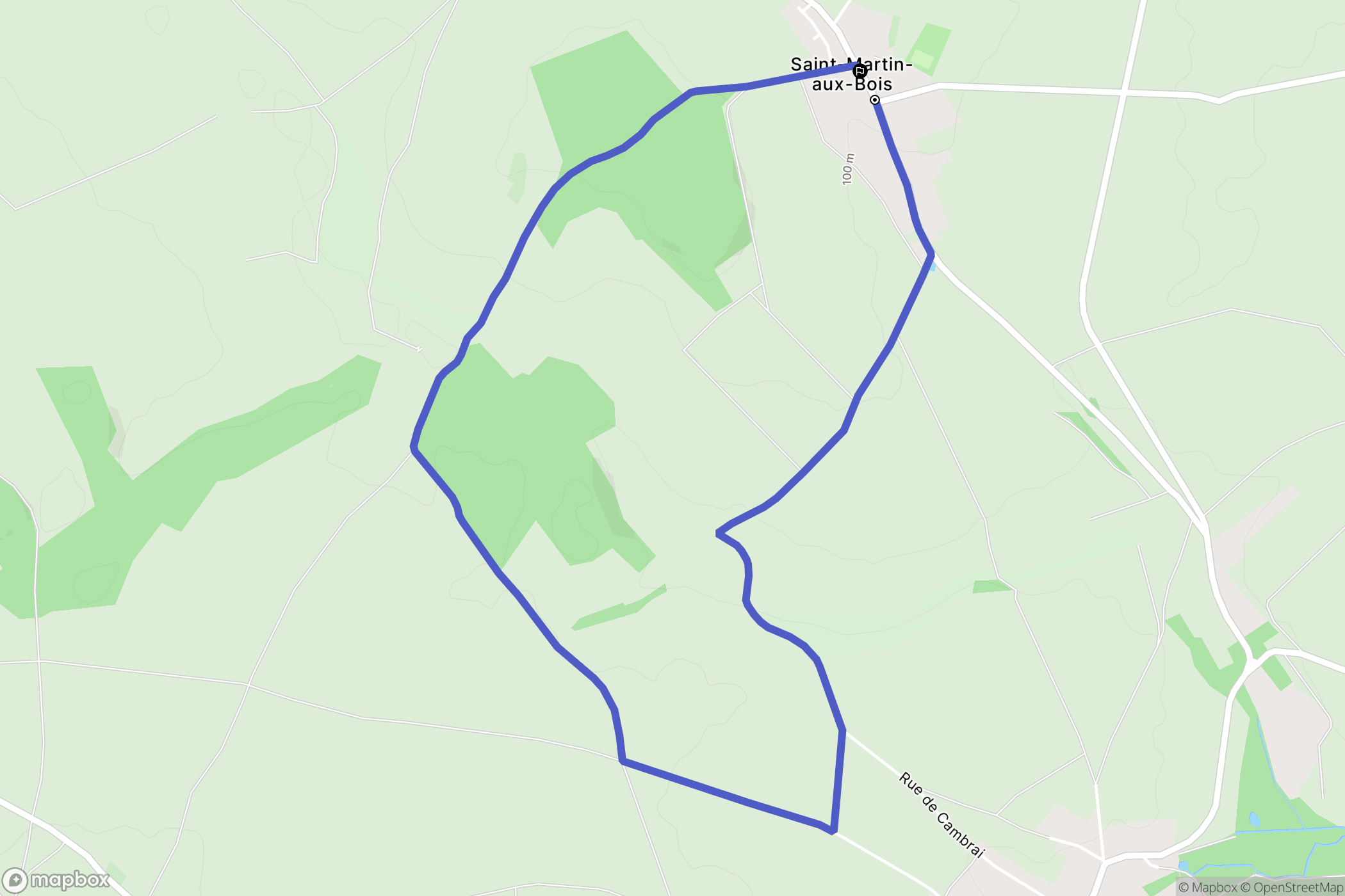 Saint-Martin-aux-Bois : carte du parcours de randonnée - France