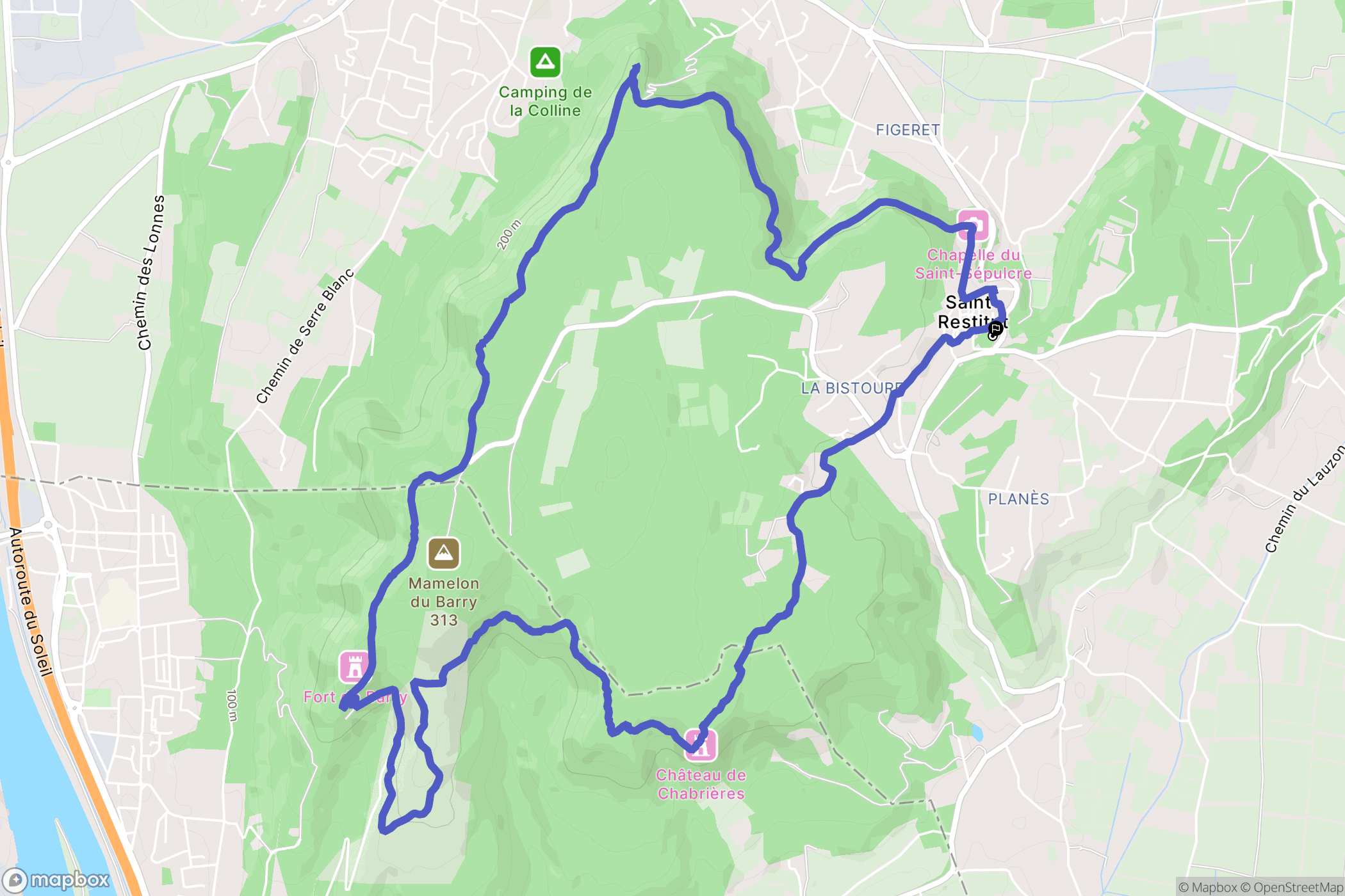 Saint-Restitut : carte du parcours de randonnée - France