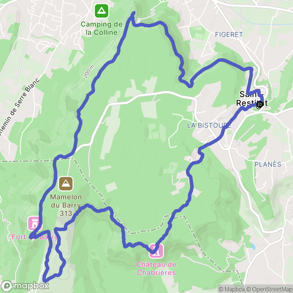 Saint-Restitut : carte du parcours de randonnée - France