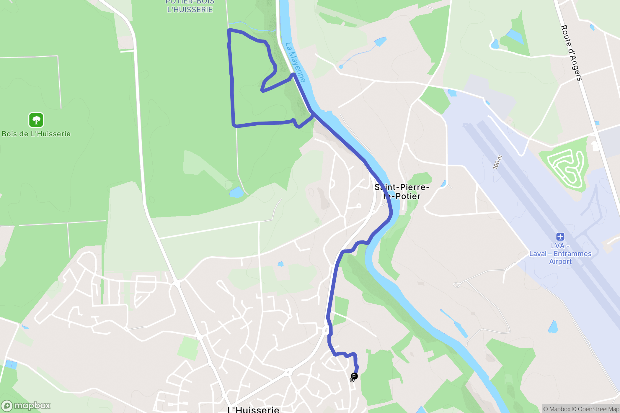 L'Huisserie : carte du parcours de randonnée - France