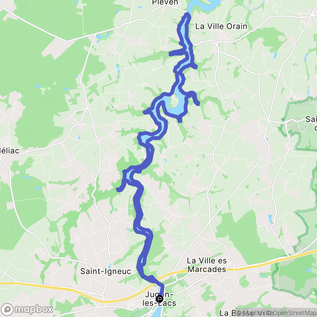 Jugon-les-Lacs-Commune-Nouvelle : carte du parcours de randonnée - France