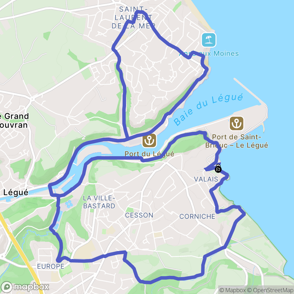 Saint-Brieuc : carte du parcours de randonnée - France