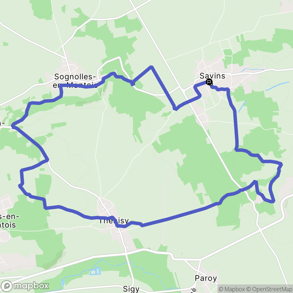 Savins : carte du parcours de randonnée - France