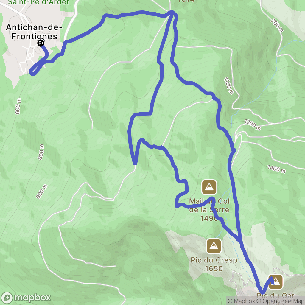 Antichan-de-Frontignes : carte du parcours de randonnée - France