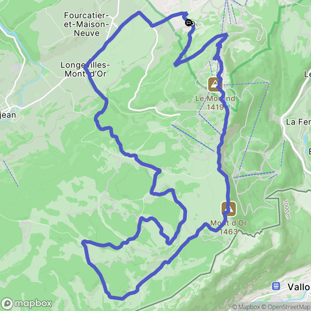 Métabief : carte du parcours de randonnée - France