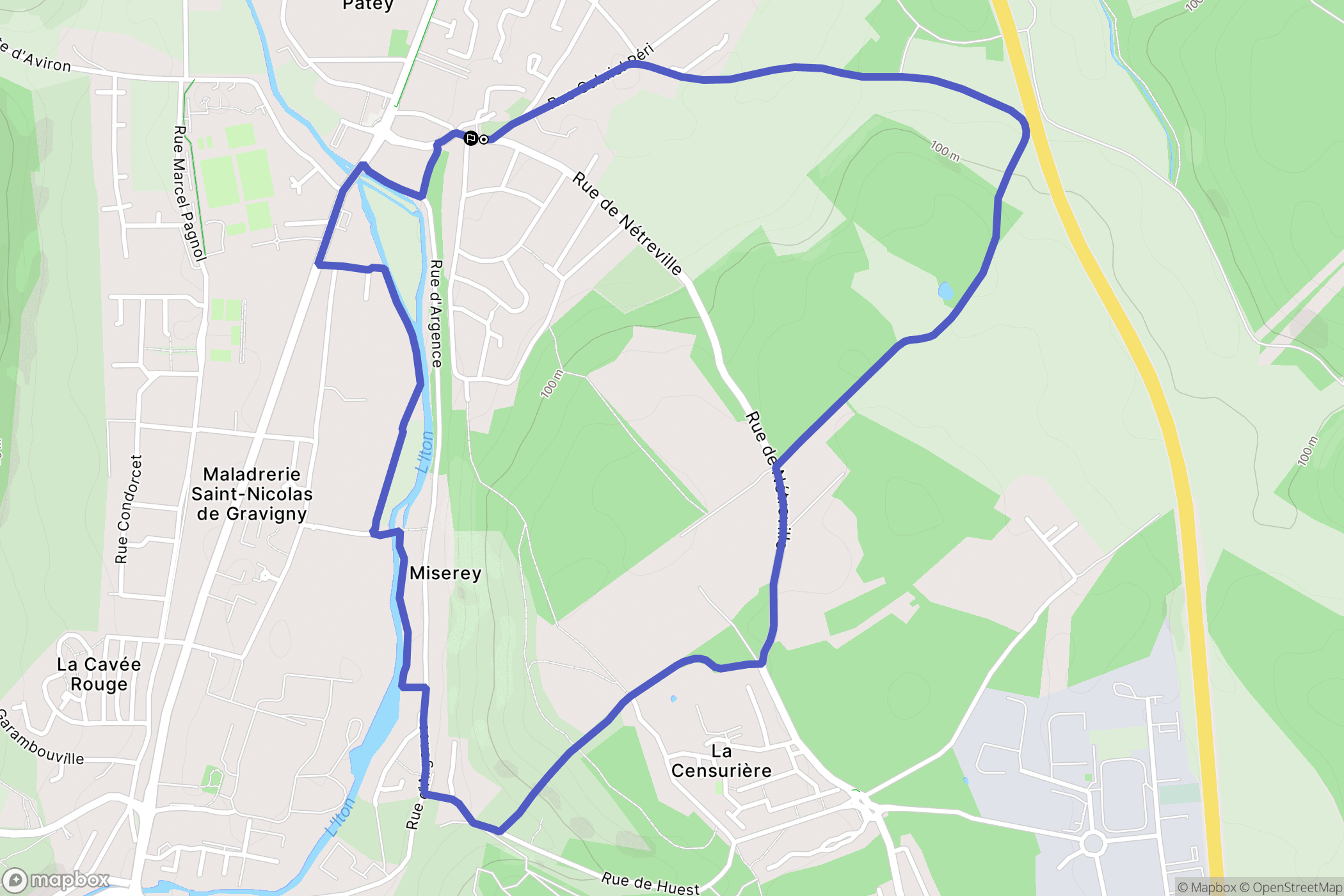 Gravigny : carte du parcours de randonnée - France