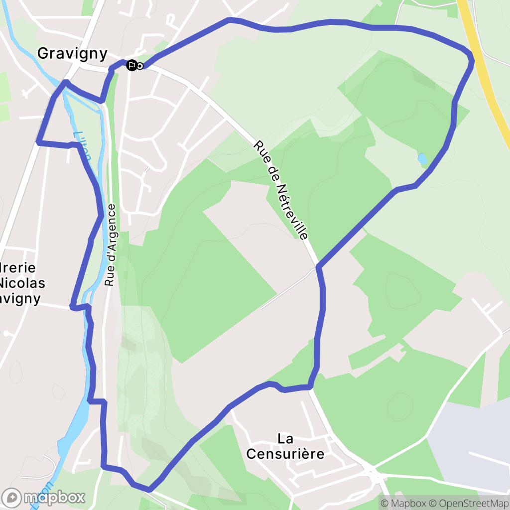 Gravigny : carte du parcours de randonnée - France