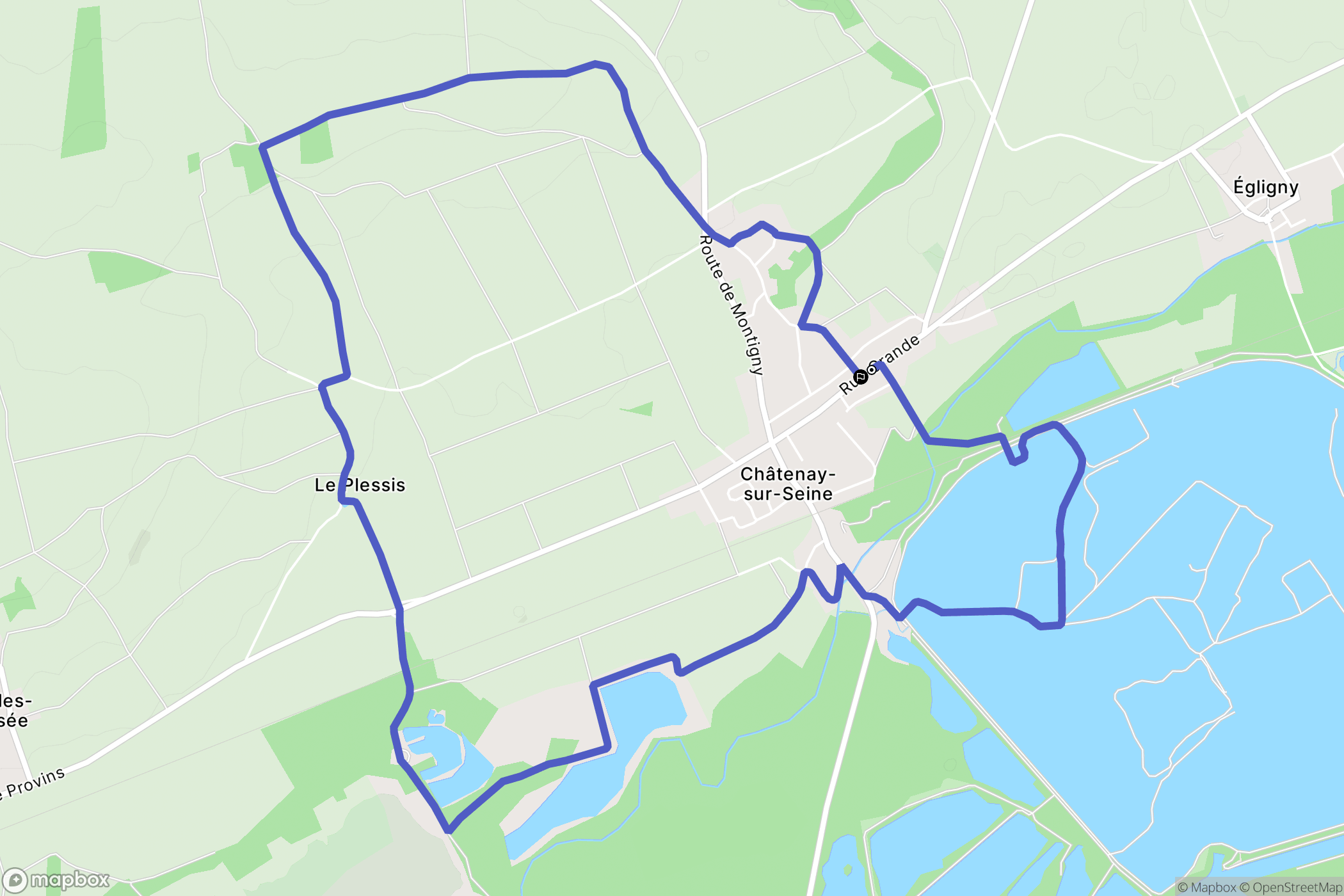 Châtenay-sur-Seine : carte du parcours de randonnée - France