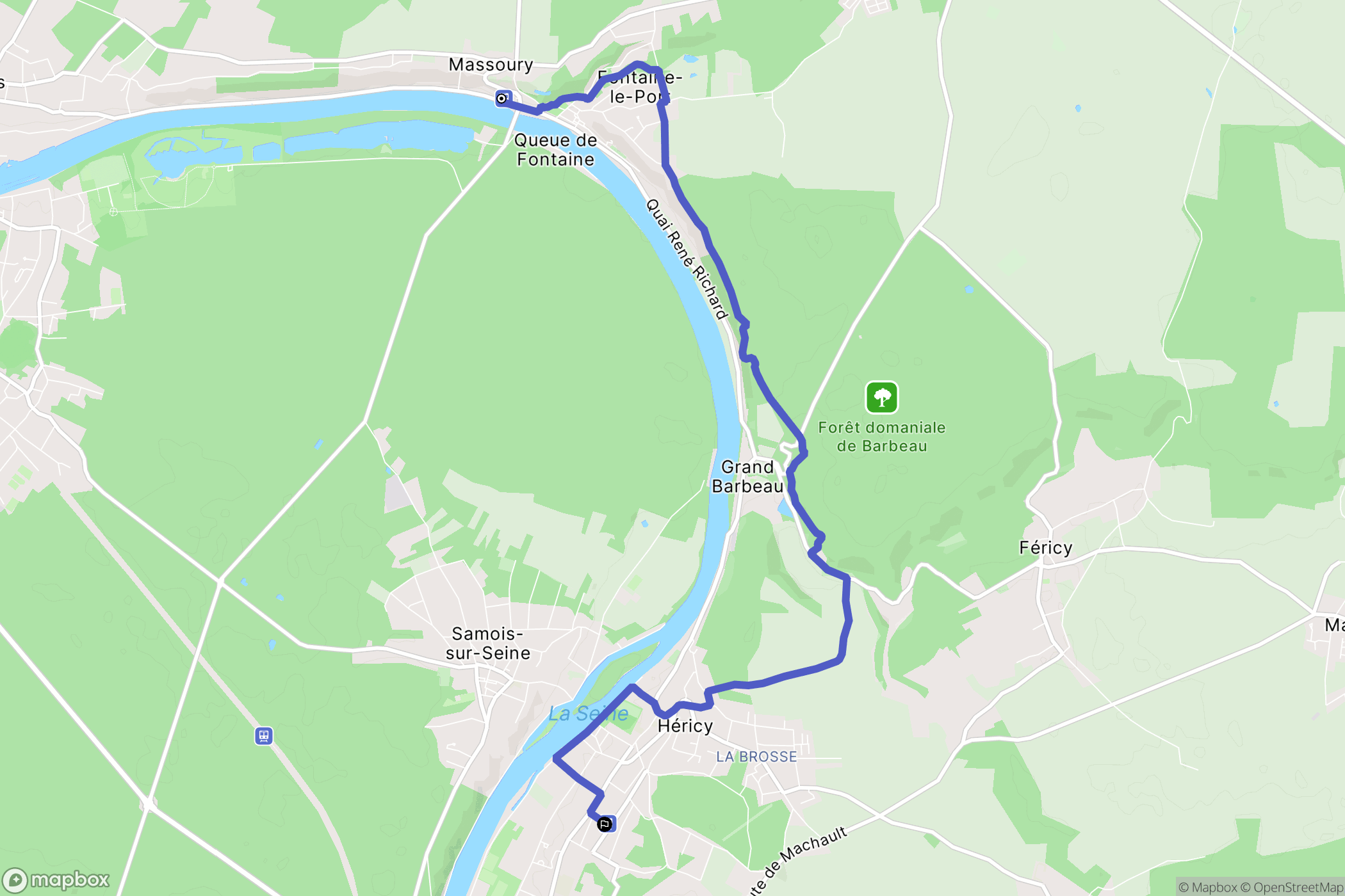Fontaine-le-Port : carte du parcours de randonnée - France