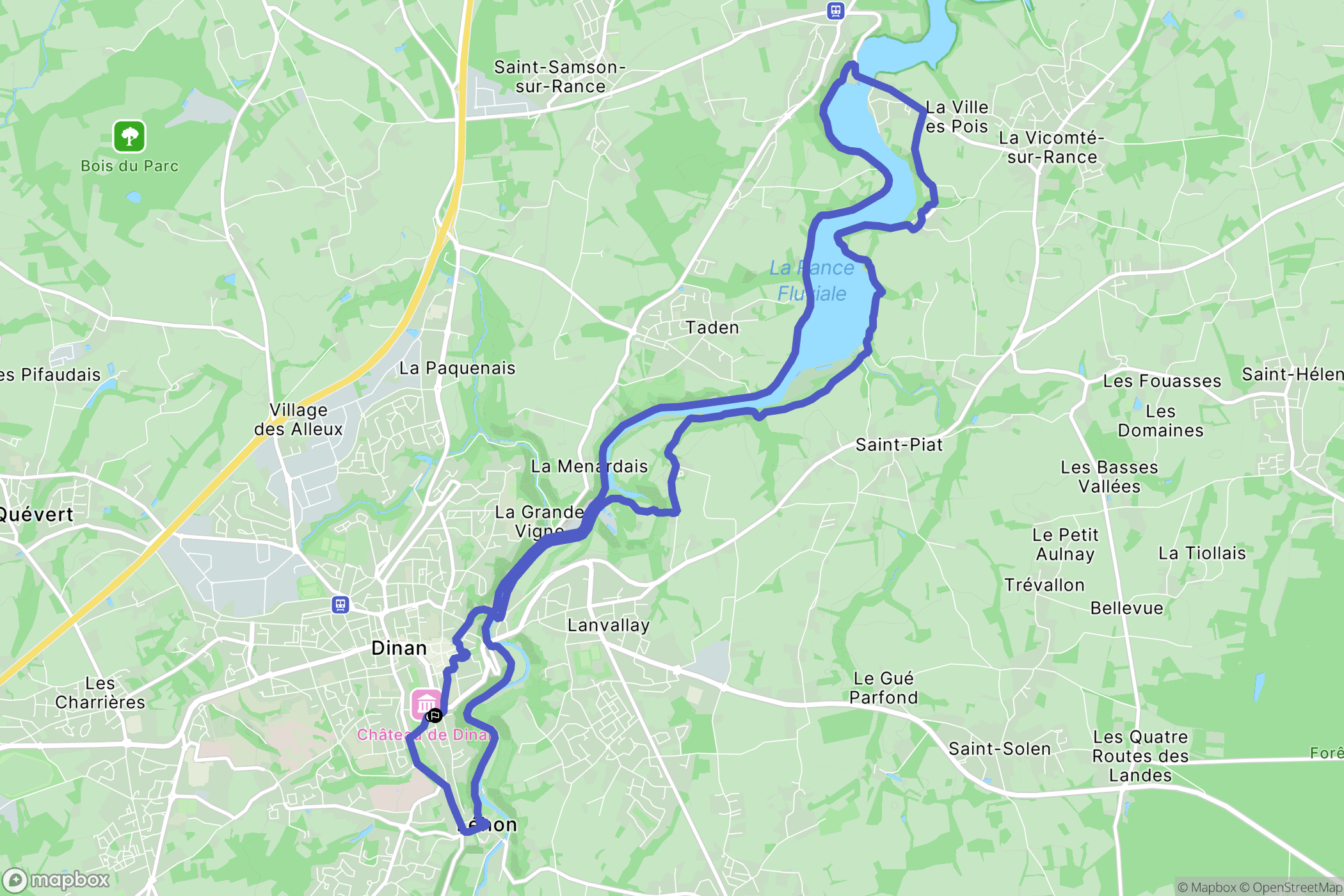 Dinan : carte du parcours de randonnée - France