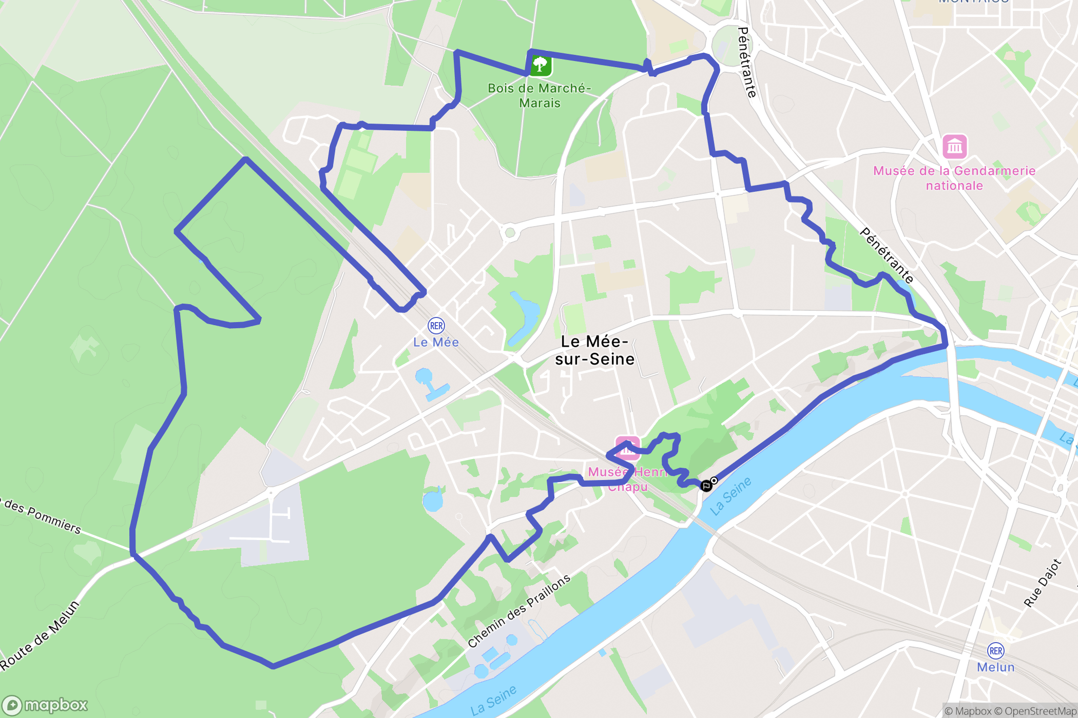 Le Mée-sur-Seine : carte du parcours de randonnée - France