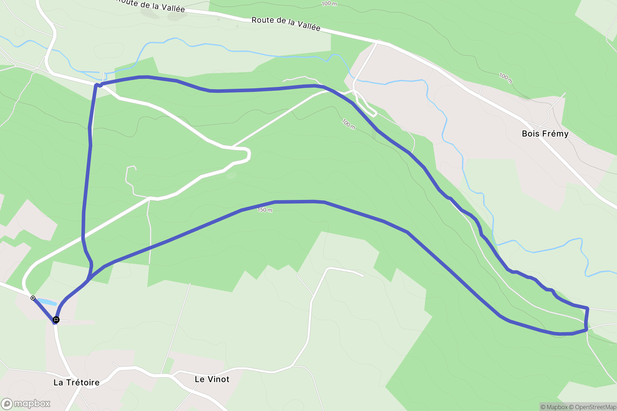 La Trétoire : carte du parcours de randonnée - France