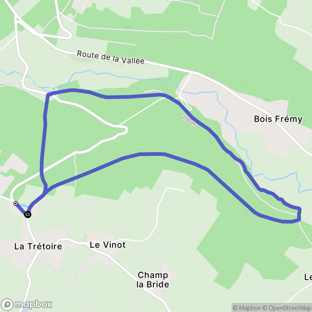 La Trétoire : carte du parcours de randonnée - France