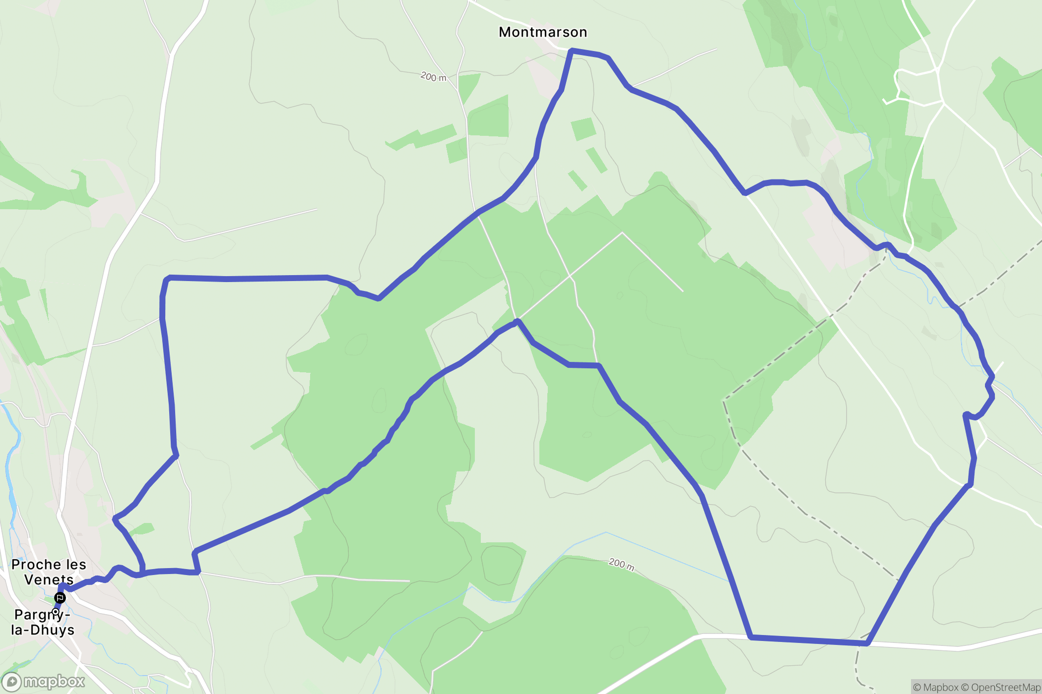Pargny-la-Dhuys : carte du parcours de randonnée - France