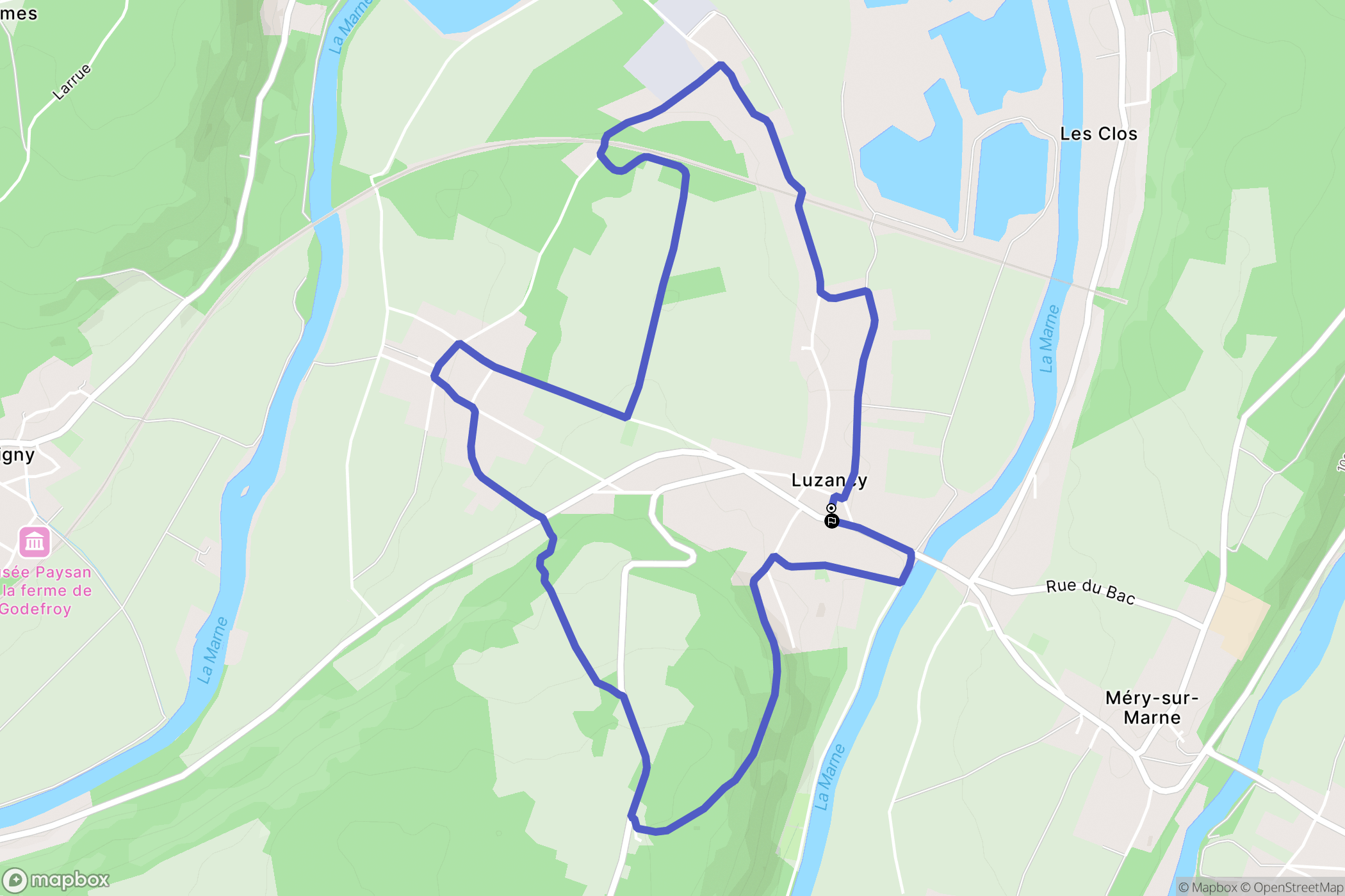 Luzancy : carte du parcours de randonnée - France