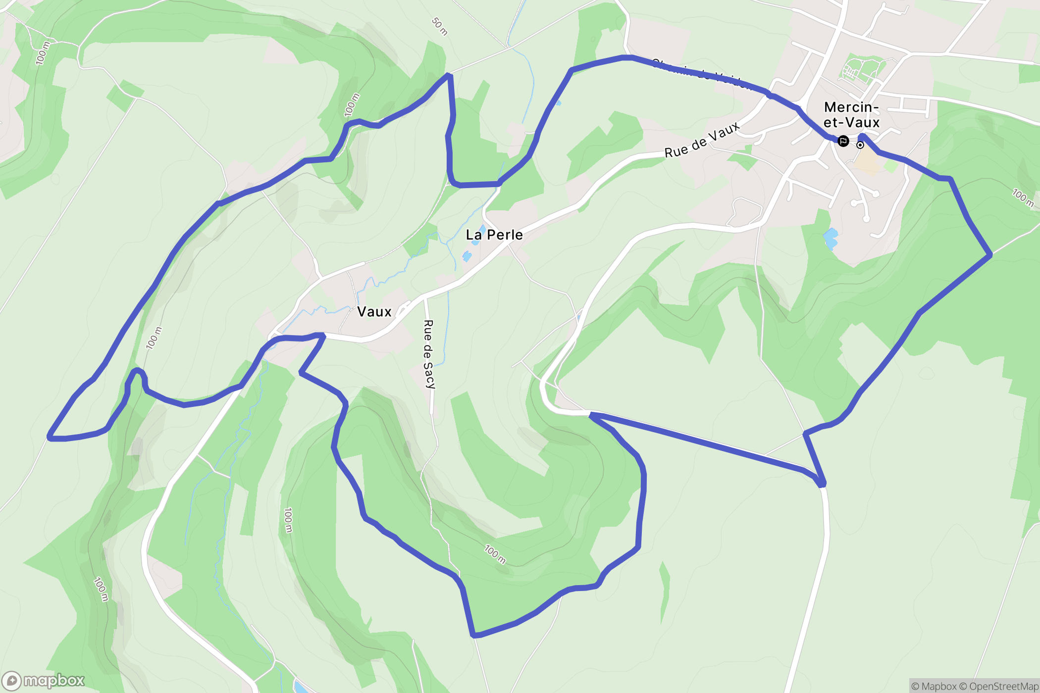 Mercin-et-Vaux : carte du parcours de randonnée - France
