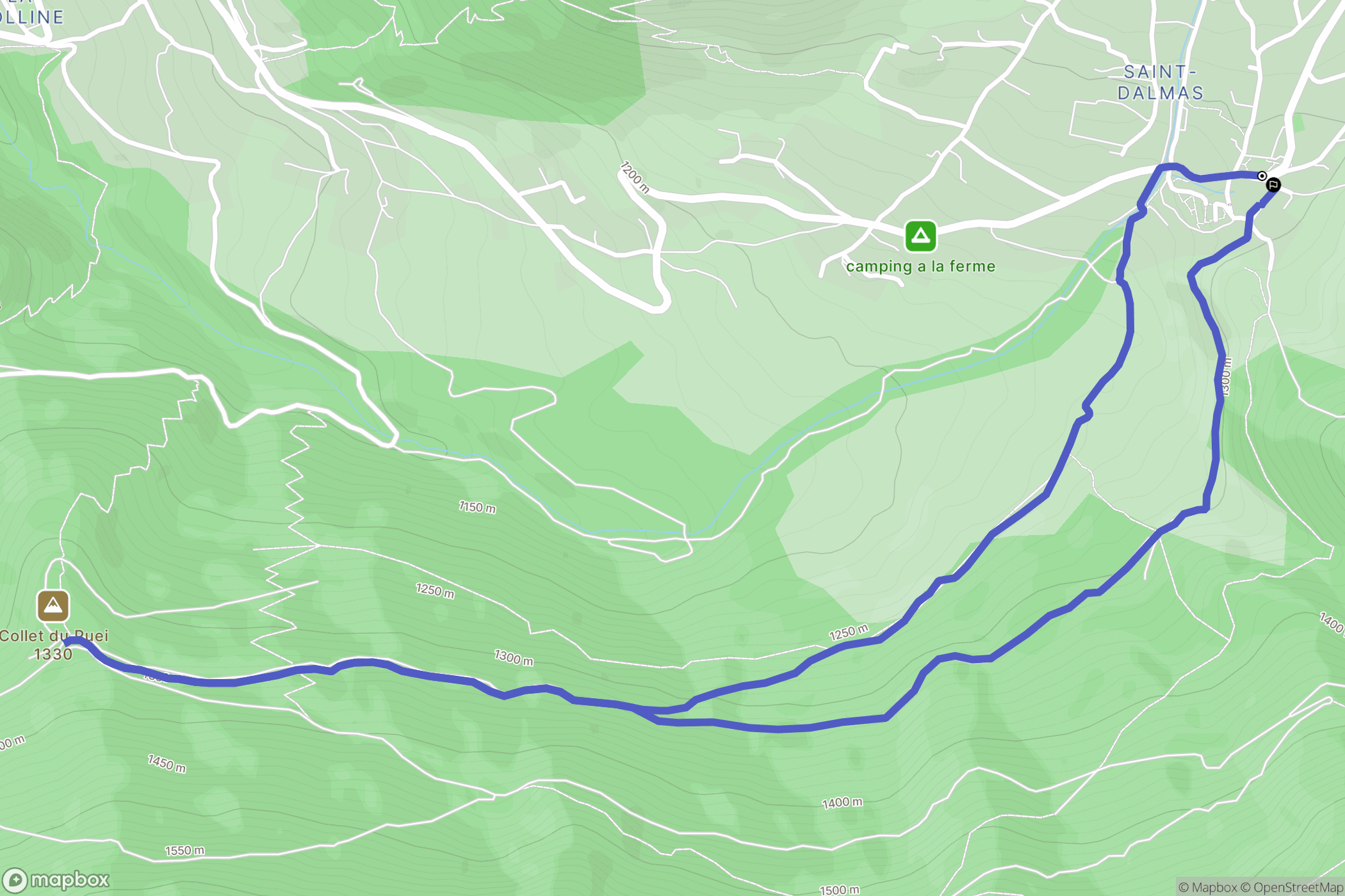 Valdeblore : carte du parcours de randonnée - France