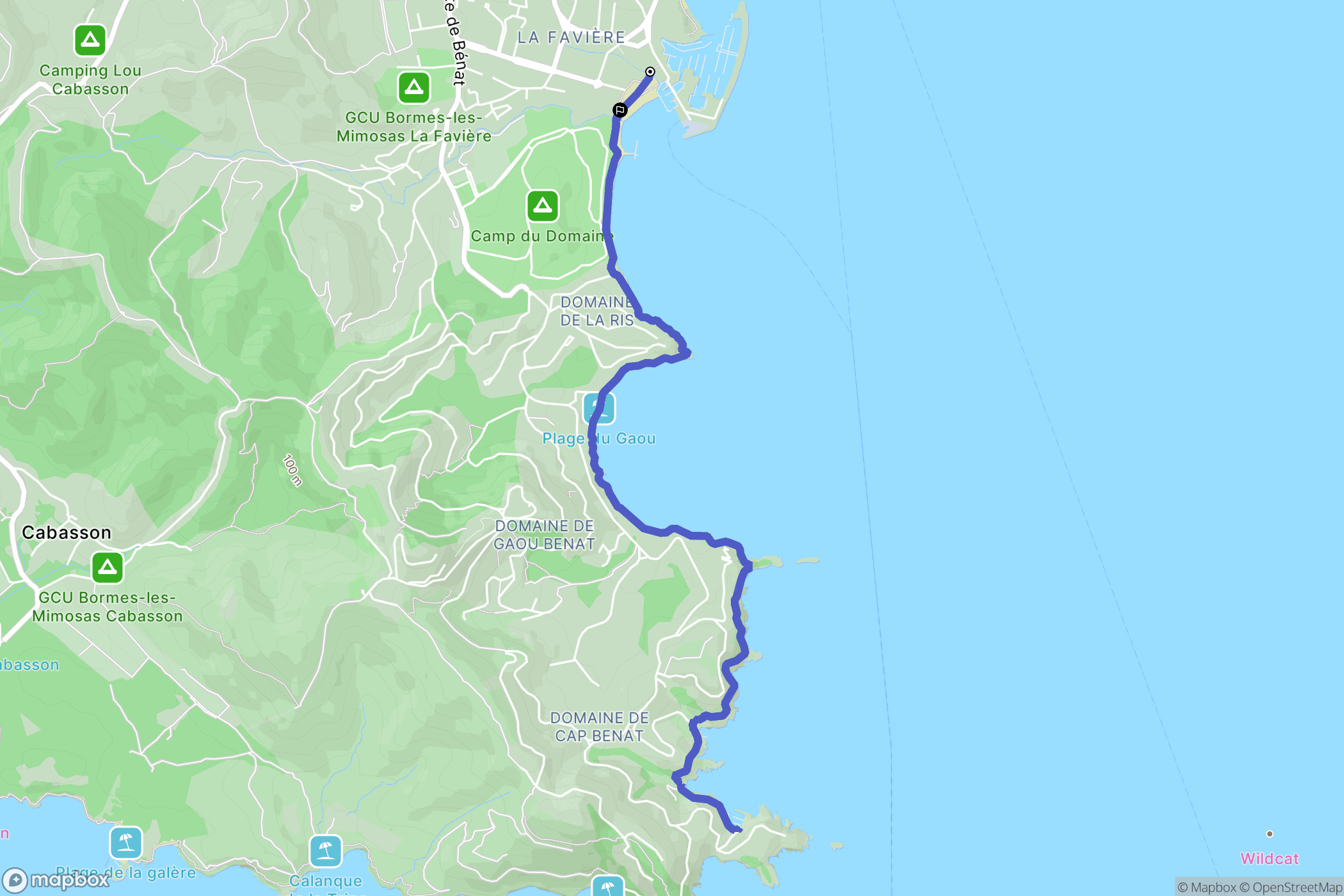 Bormes-les-Mimosas : carte du parcours de randonnée - France