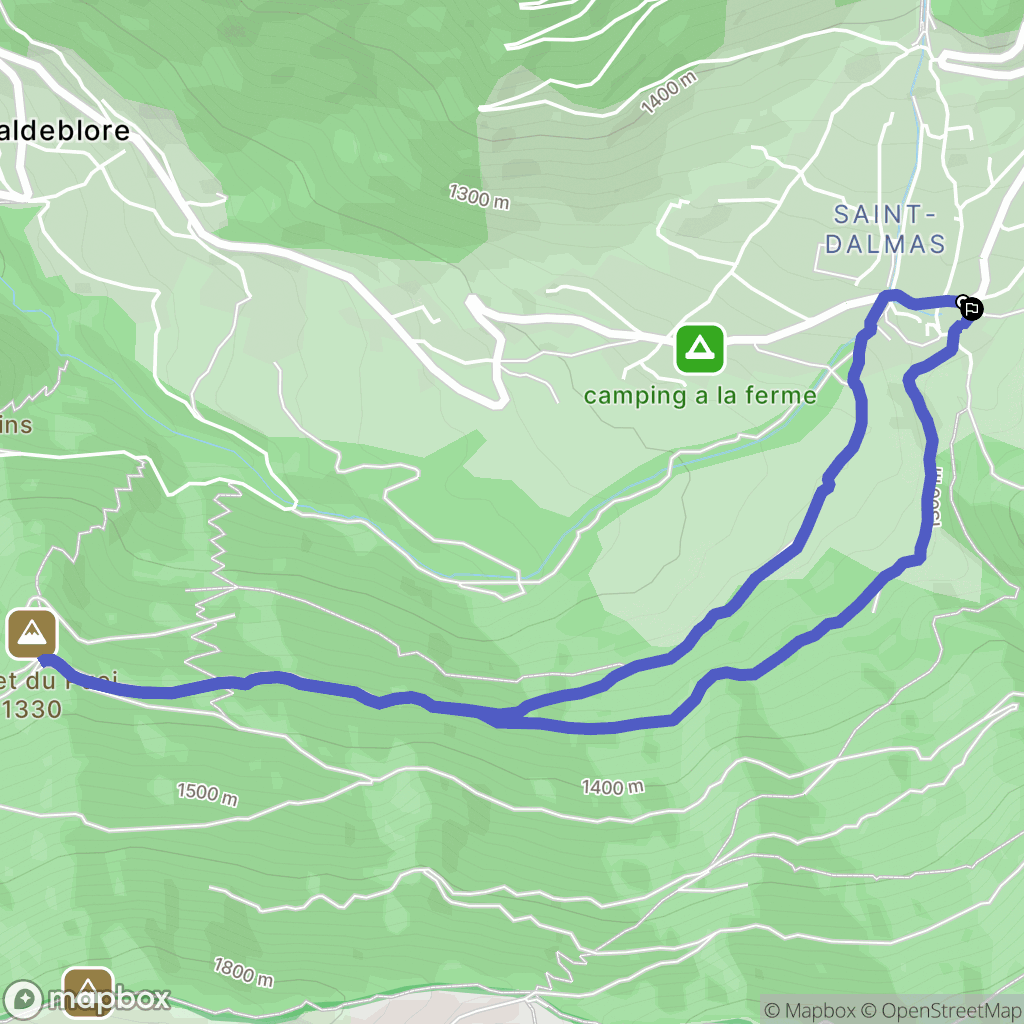 Valdeblore : carte du parcours de randonnée - France