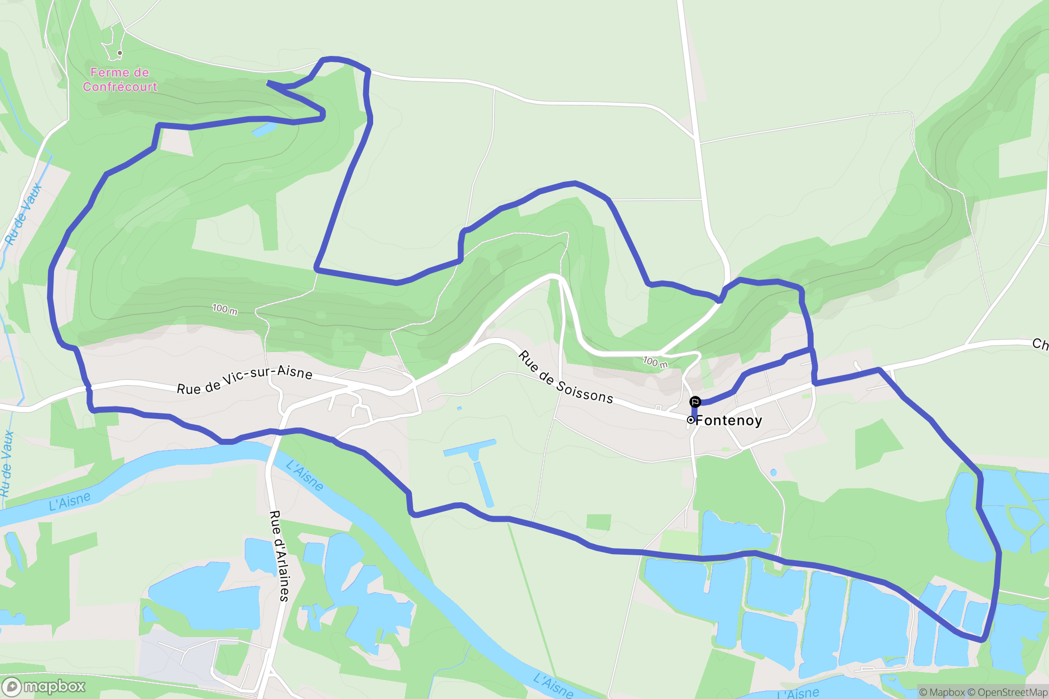 Fontenoy : carte du parcours de randonnée - France