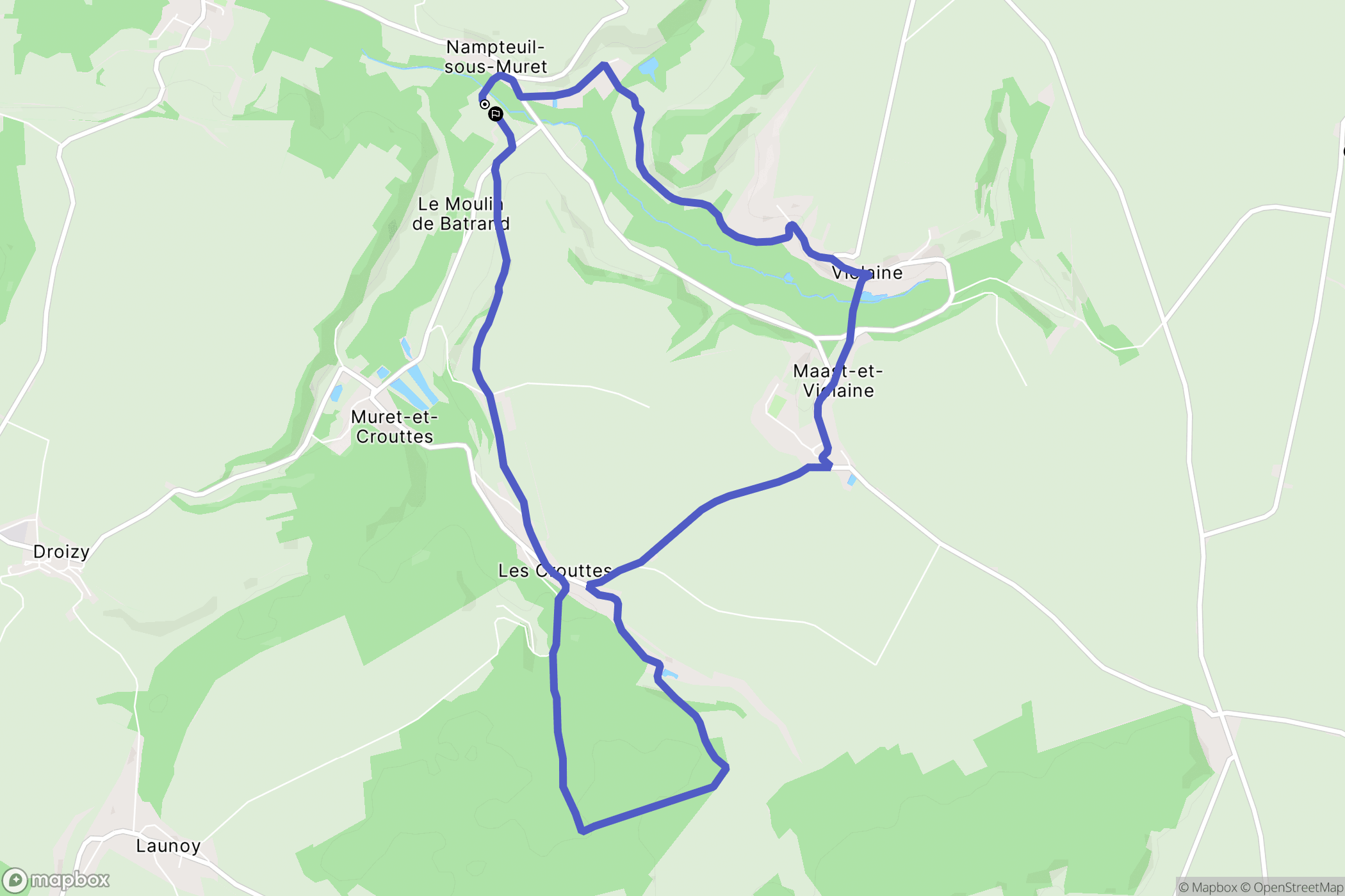 Nampteuil-Sous-Muret : carte du parcours de randonnée - France