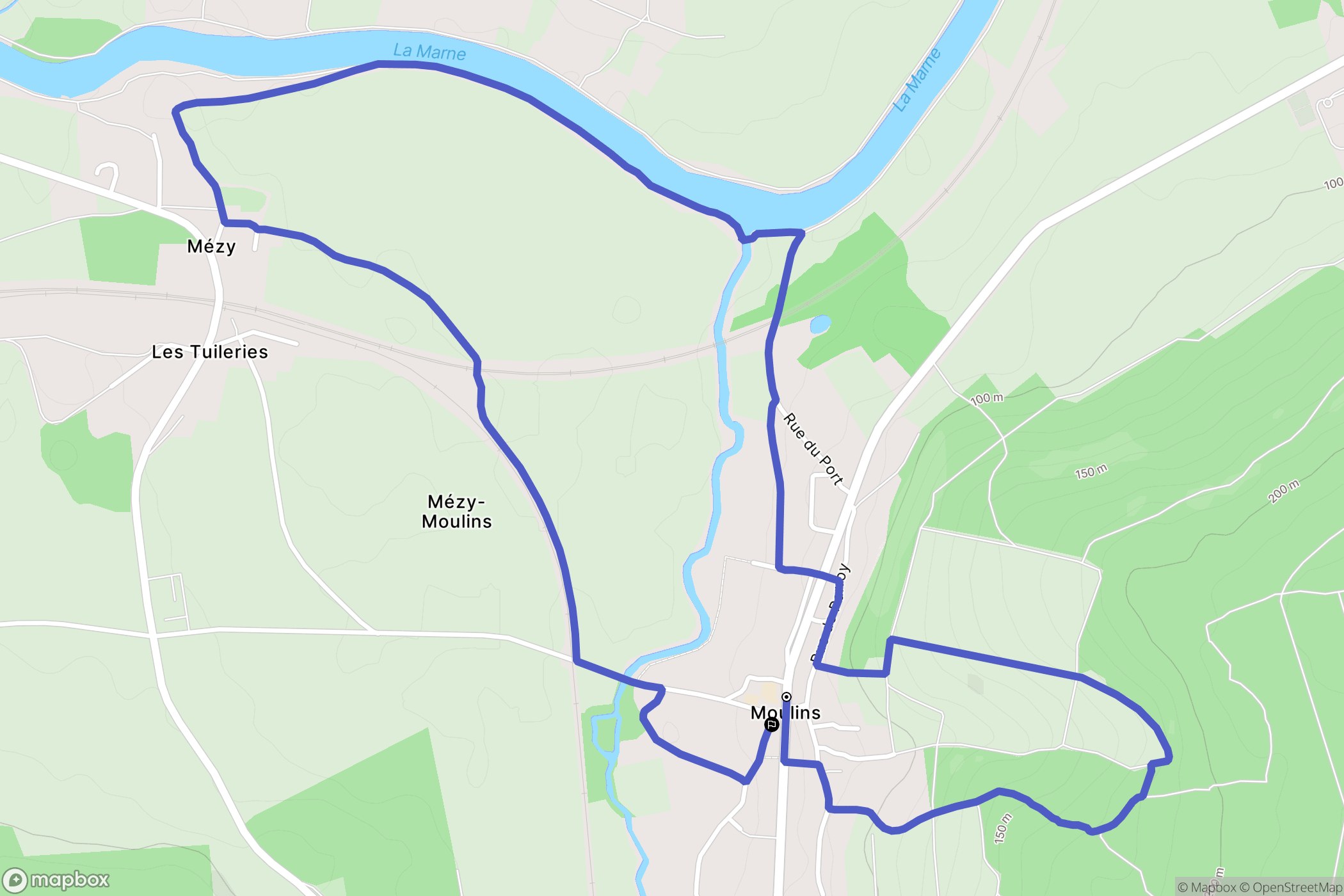 Mézy-Moulins : carte du parcours de randonnée - France