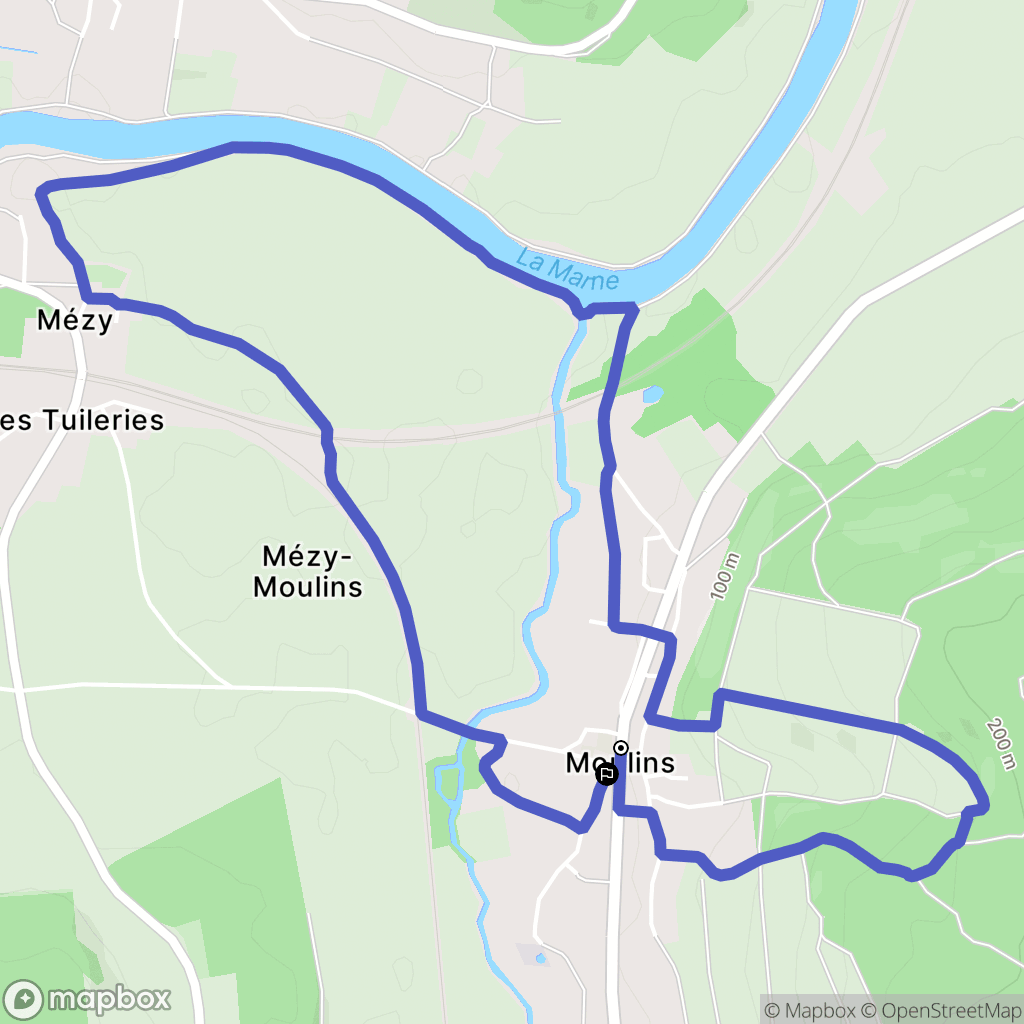 Mézy-Moulins : carte du parcours de randonnée - France