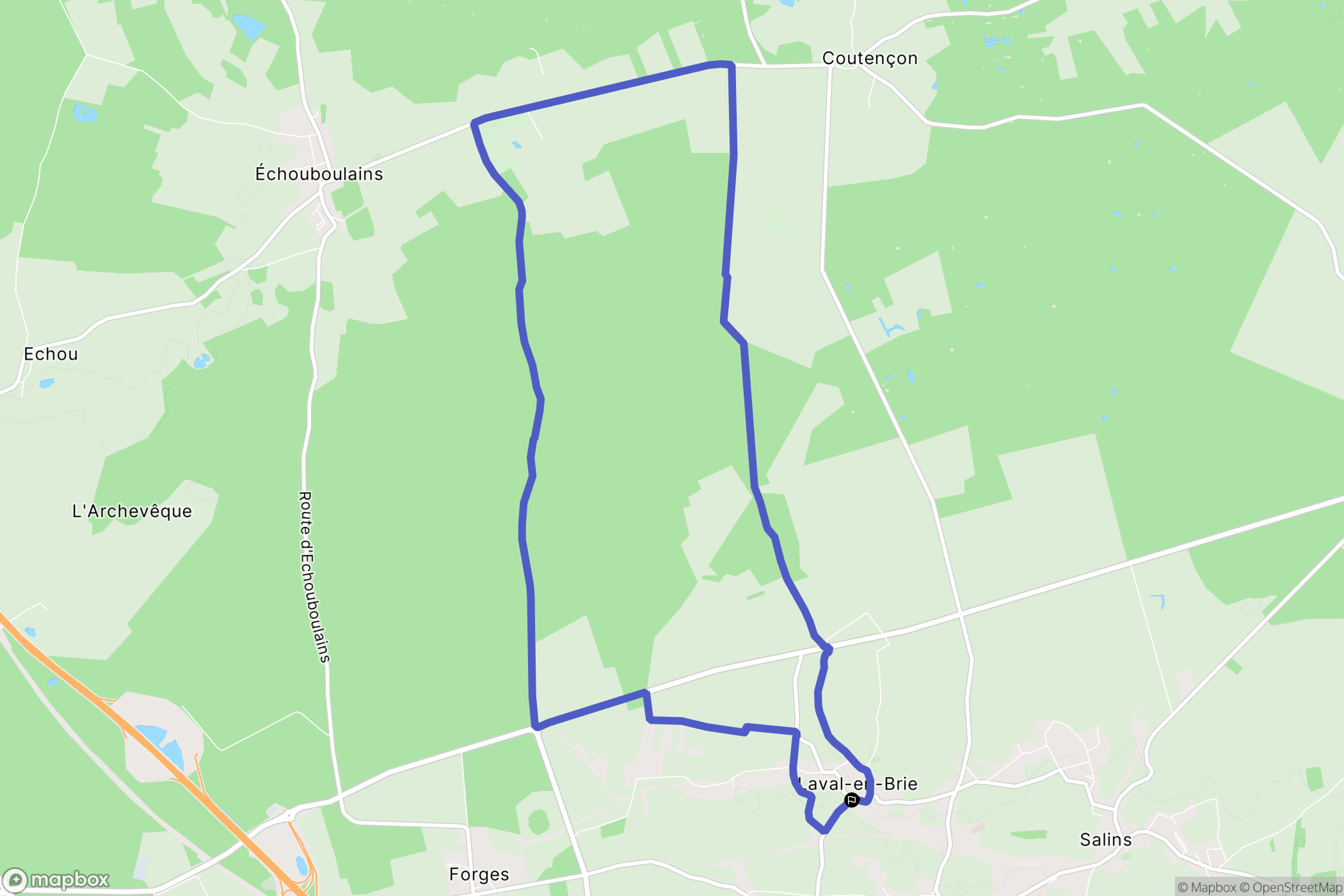 Laval-en-Brie : carte du parcours de randonnée - France