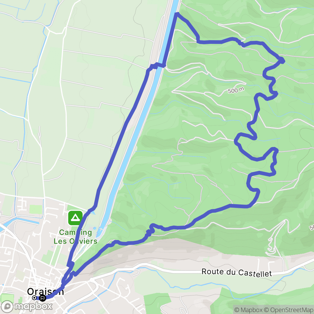 Oraison : carte du parcours de randonnée - France