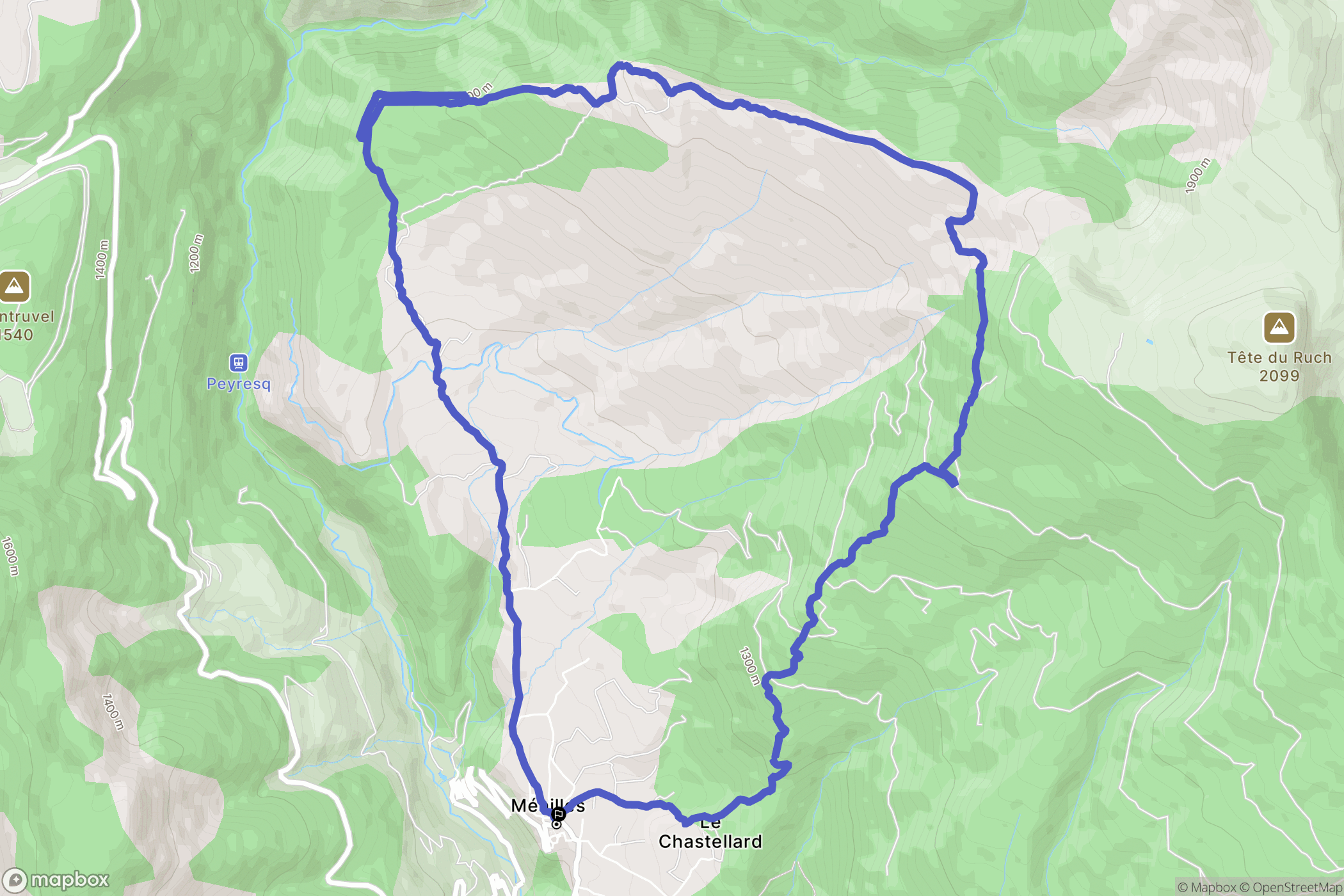 Méailles : carte du parcours de randonnée - France