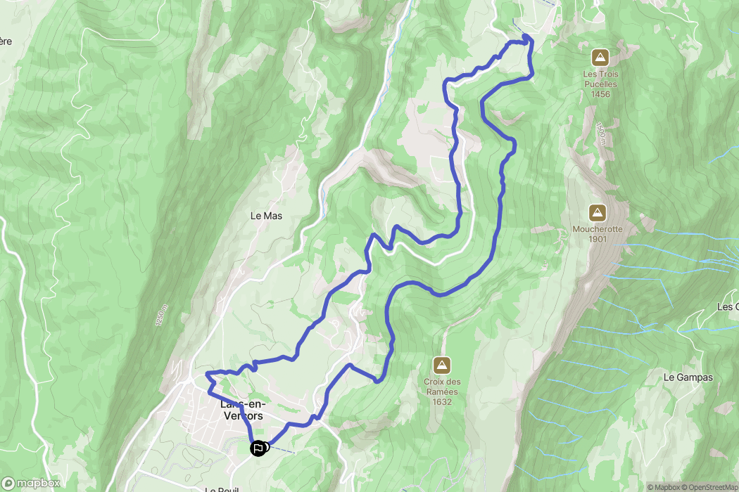 Lans-en-Vercors : carte du parcours de randonnée - France