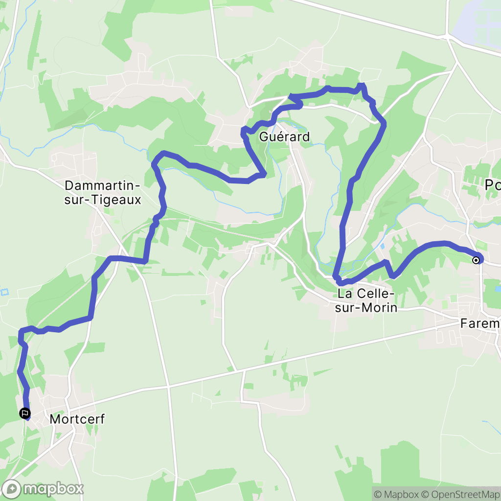 Pommeuse : carte du parcours de randonnée - France