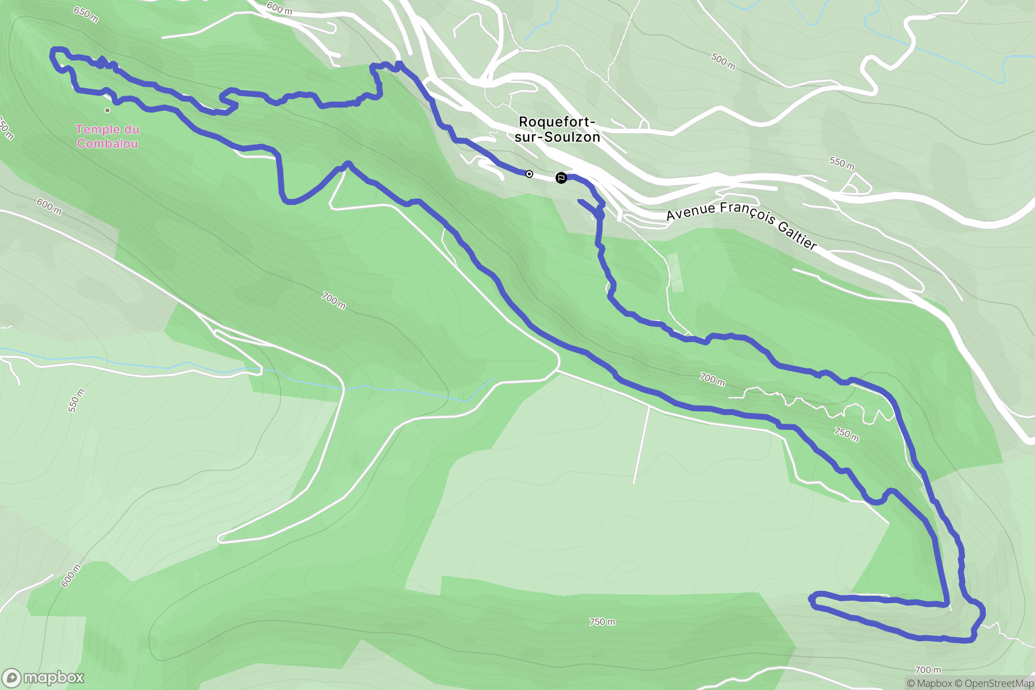 Roquefort-sur-Soulzon : carte du parcours de randonnée - France