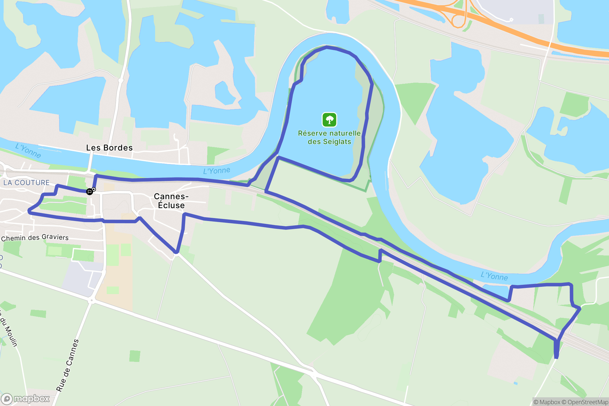 Cannes-Écluse : carte du parcours de randonnée - France
