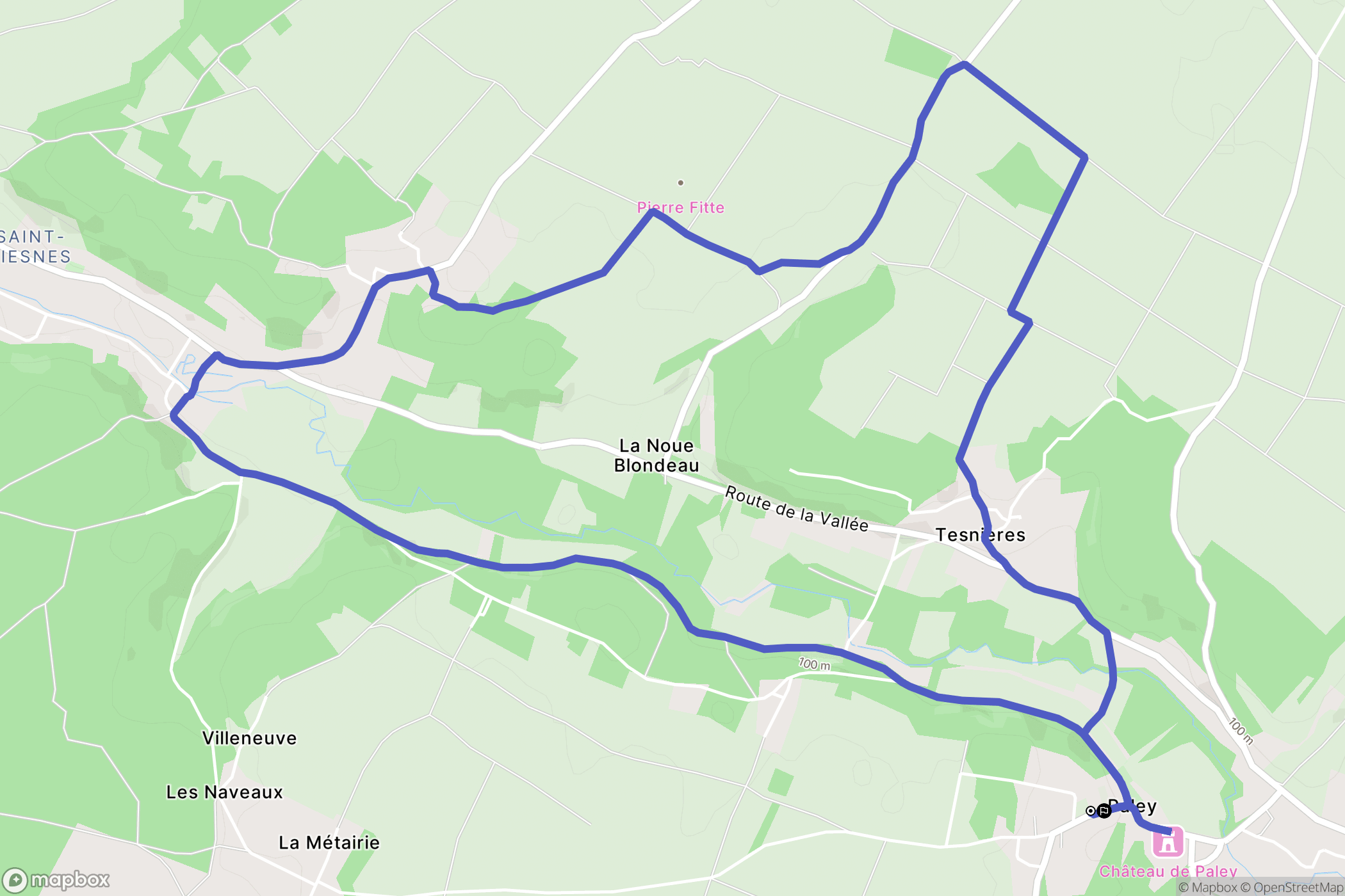Paley : carte du parcours de randonnée - France