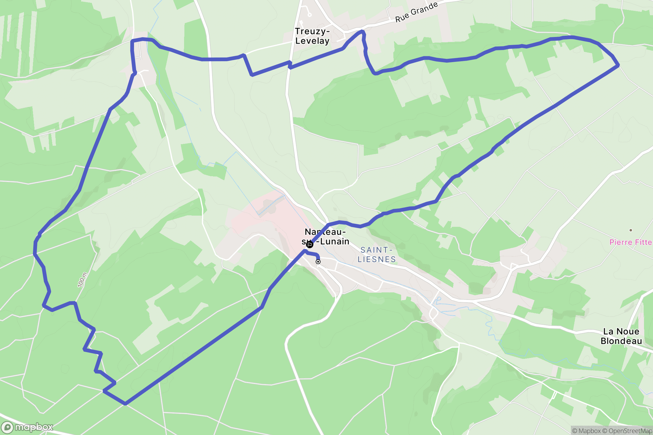Nanteau-sur-Lunain : carte du parcours de randonnée - France