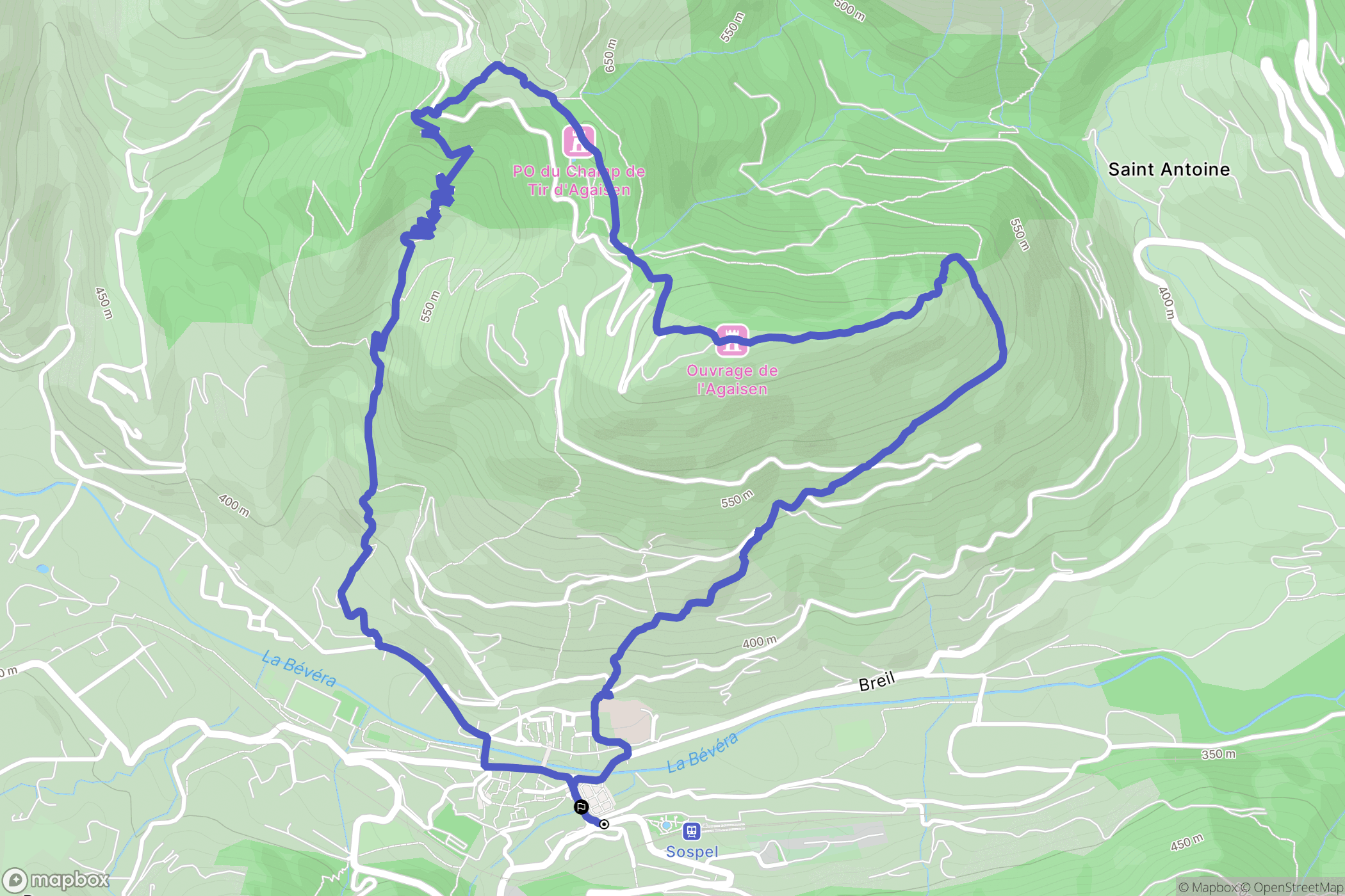 Sospel : carte du parcours de randonnée - France