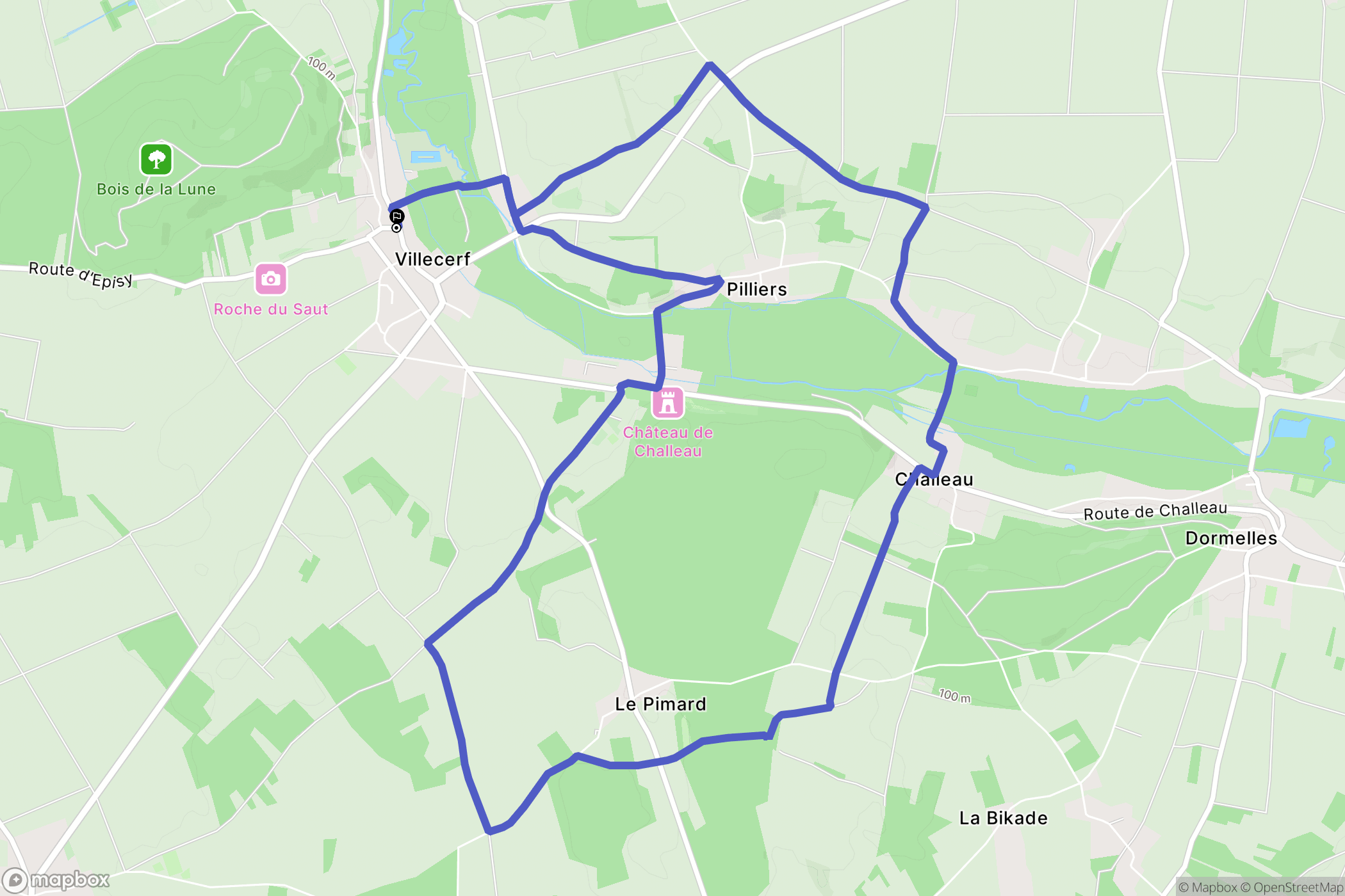 Villecerf : carte du parcours de randonnée - France