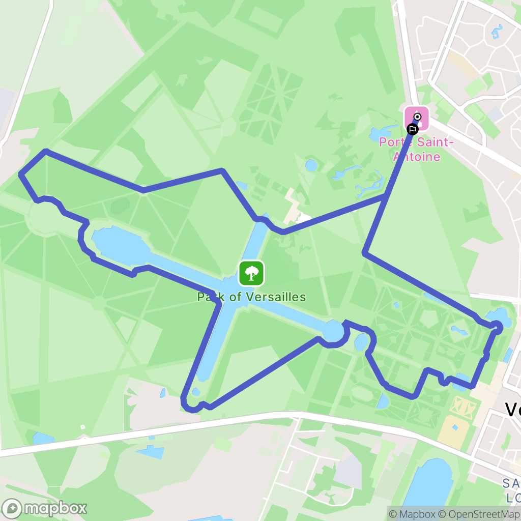 Versailles : carte du parcours de randonnée - France